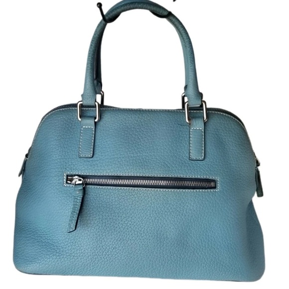 Dooney & Bourke Pebble Grain Leather Blue Zip Top Dome Satchel - Picture 5 of 12